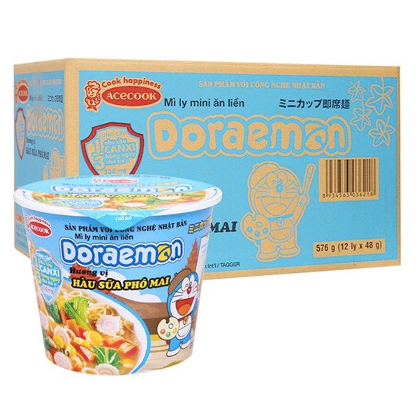 Mì ly mini Doraemon hải sản chua ngọt / Hàu sữa phô mai 53g