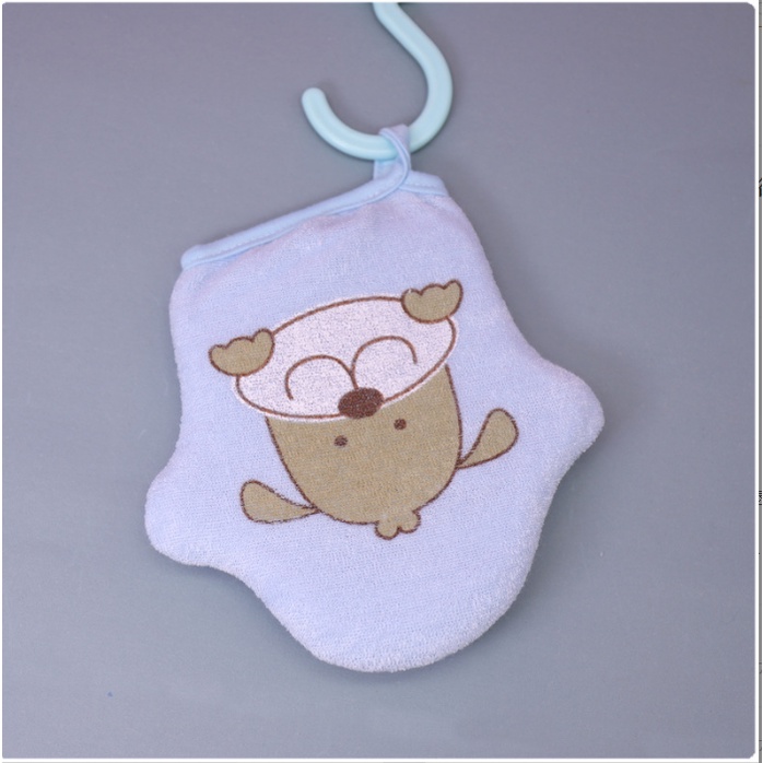 Găng Tay Tắm Cho Bé, Gang Tay Cotton Mềm Mại In Hình Hoạt Hình Cho Bé