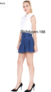 Chân váy jeans denim Xếp Ly Nữ