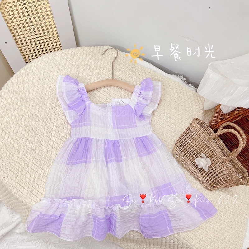 Váy tơ kẻ cực cute cho bé gái - VKTD