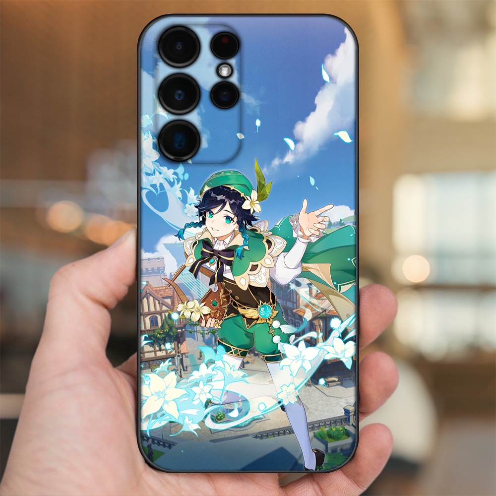 Ốp lưng Samsung S21 Ultra, S22 Ultra viền đen in hình Venti Genshin Impact