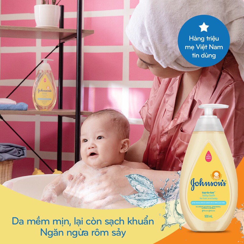 Sữa tắm gội toàn thân Johnson's TOP TO TOE 500ml