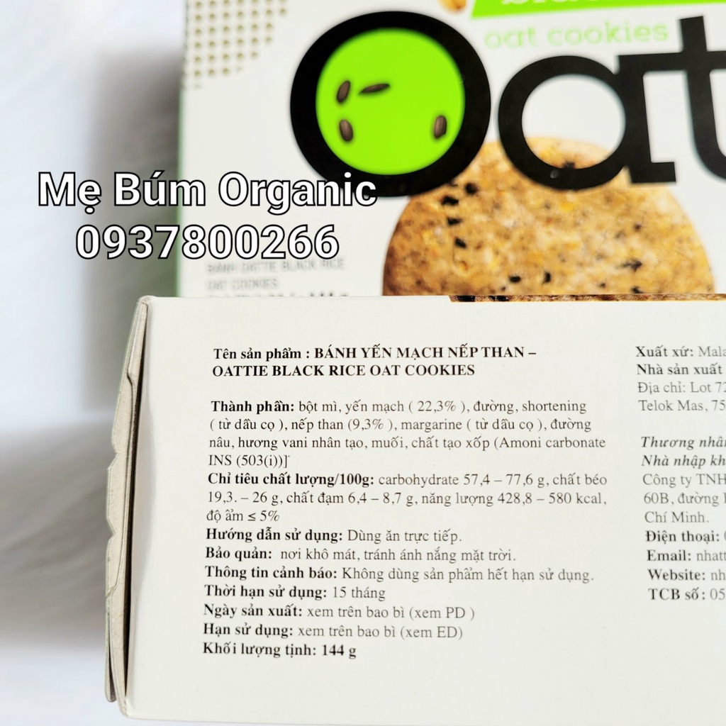 [ HCM Giao Hỏa Tốc] COMBO 3 Hộp Bánh Quy Yến Mạch Nếp Than OATTI - Malaysia - Hộp 144g (17 bánh)