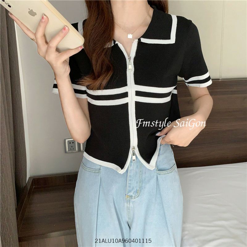 Áo len mỏng day kéo viền màu thu đông ulzzang hàn quốc Fmstyle Saigon 21ALU10A960401 | BigBuy360 - bigbuy360.vn
