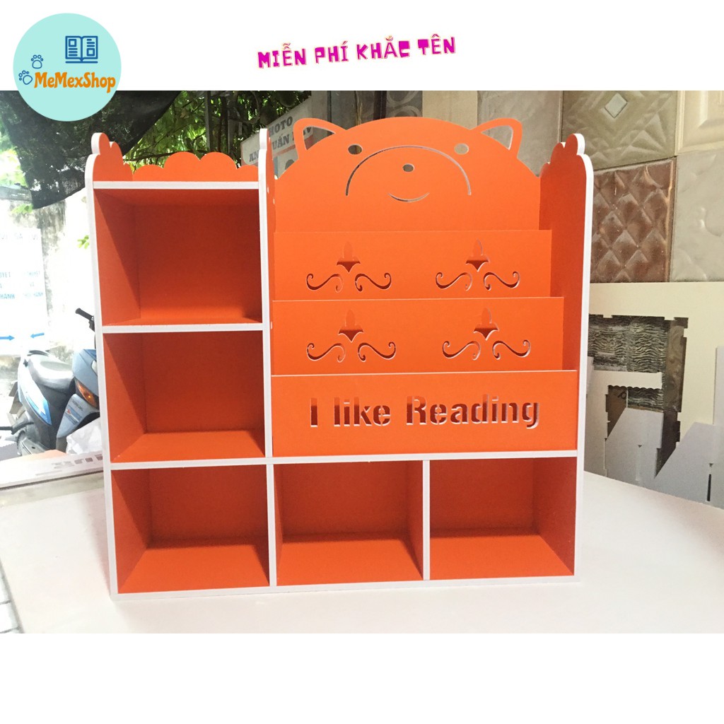 Kệ Sách Gấu 3 Tủ Chứa Đồ Cho Bé PVC Gỗ Nhựa  720*700*200 Full Bộ Kèm Vít