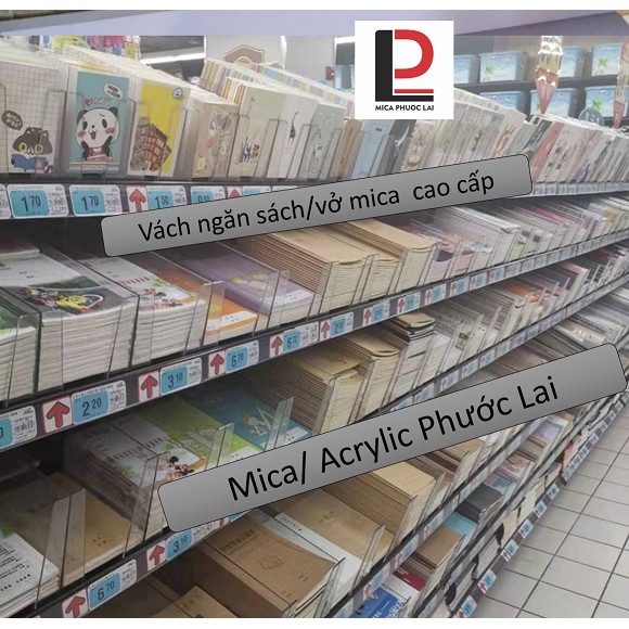 Vách mica ngăn sách, vở/ Giá đỡ sách acrylic cao cấp