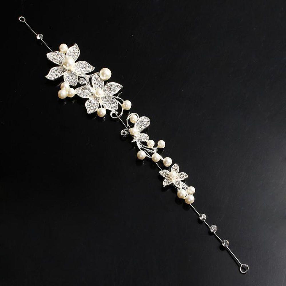 Băng Đô Cài Tóc Đính Hoa Ngọc Trai Trong Suốt Thanh Lịch Cho Cô Dâu