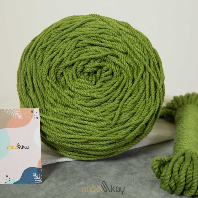 500 gram Dây thừng màu XANH OLIVE macrame 5mm 3 xoắn