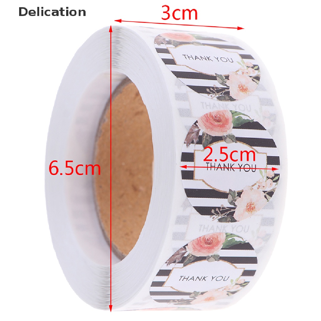 Set 500 Miếng Dán Niêm Phong Bao Thư Hình Tròn In Chữ Thank You Và Hoa