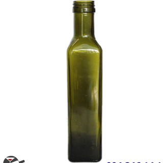 Chai thủy tinh xanh  250ml vuông