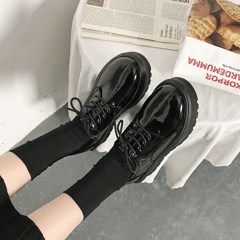 Giày Boots buộc dây cổ thấp cao 5 phân siêu ngầu sang chảnh