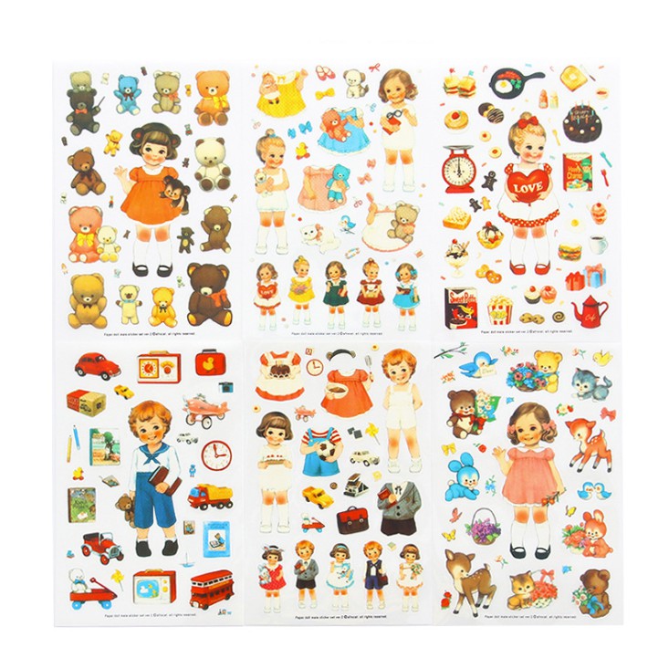 Bộ 6 Tấm Sticker Búp Bê Baby Doll