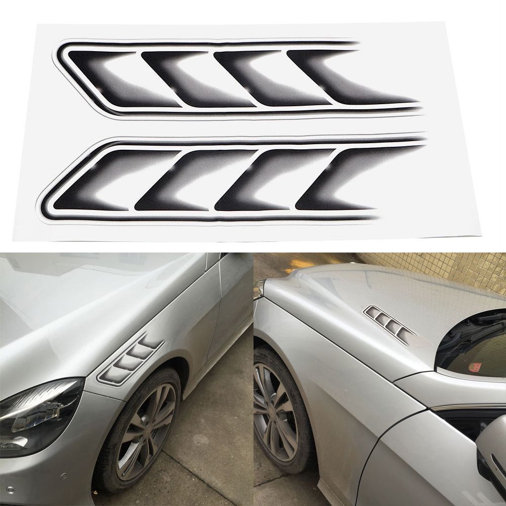 Miếng dán trang trí xe hơi FENDER hình vây cá mập 3D màu đen chống thấm nước