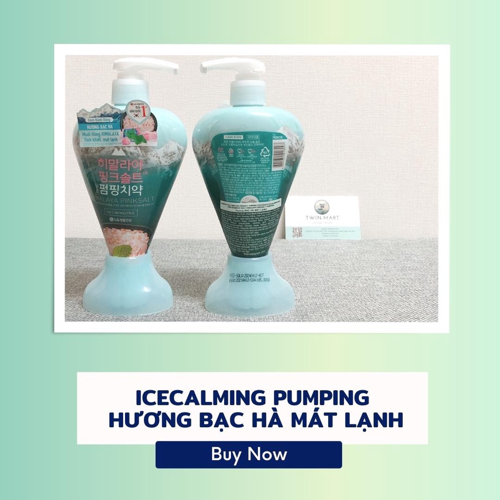 [Đơn 299k tặng sữa tắm 36k] Chai Kem đánh răng Muối Hồng Himalaya Pink Salt Pumping nhập khẩu Hàn Quốc 285g