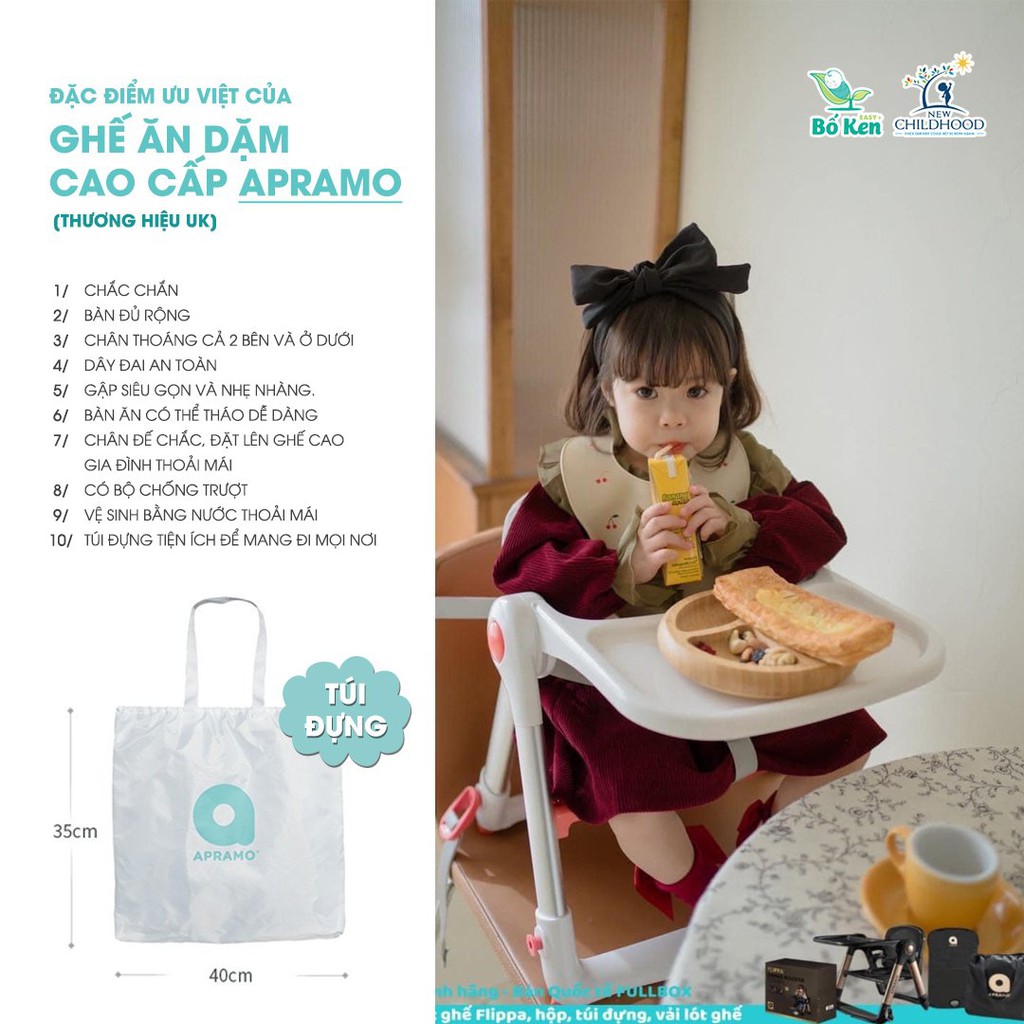 Shop Bố Ken Ghế ăn Dặm Gấp Gọn Cao Cấp Apramo [100% Chính Hãng, Bản Quốc Tế, Thương Hiệu UK]