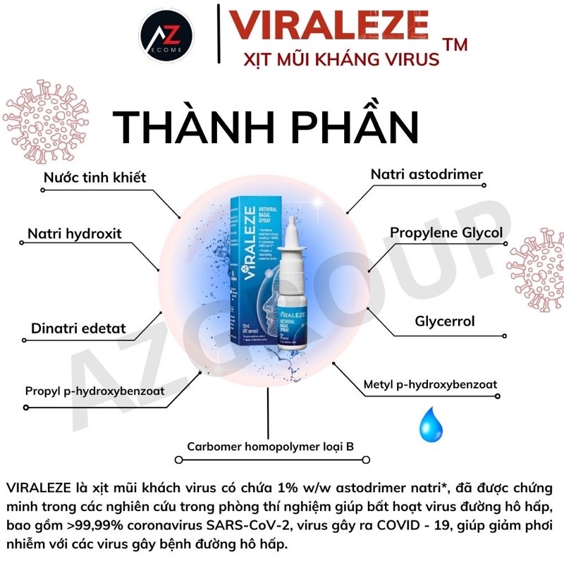 Bình xịt mũi VIRALEZE, xịt kháng khuẩn