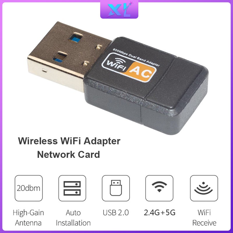 Usb Wifi 600mbps 2.4g / 5g Hz 802.11ac Pc Laptop