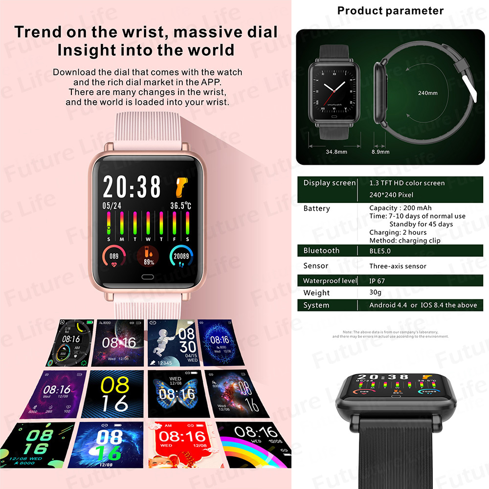 New Smart Watch Đồng Hồ Thông Minh Q9T Nhiệt Kế đeo Tay Thông Minh Hình Nền Tự Làm Nhịp Tim Nhịp Tim Oxy Phát Hiện Giấc Ngủ Ngăn Ngừa Mất Mát Thông Minh IP7 Vòng đeo Tay Thể Thao Chống Nước 5.0 Đồng Hồ Bluetooth