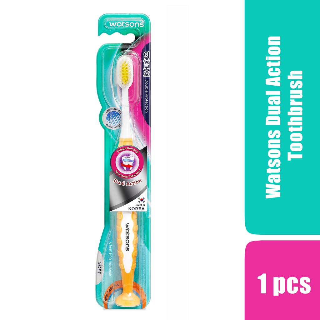 Bàn Chải Đánh Răng Watsons Double Protection Dual Action Toothbrush Lông Tơ Làm Sạch Vượt Trội 1 Cây