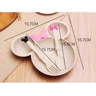 [FREE SHIP _99k] Bộ bát dĩa micky lúa mạch tập ăn dặm cho bé