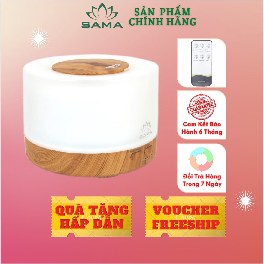 (Tặng Kèm Điều Khiển) Máy Phun Sương Khuếch Tán Tinh Dầu Trụ CHÍNH HÃNG SAMA Dung Tích 500ml YM-I2