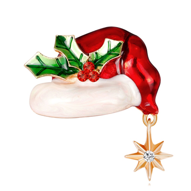 Trâm Cài Áo Hình Chiếc Nón Đỏ / Xanh Lá Tráng Men Xinh Xắn Cho Bé Gái