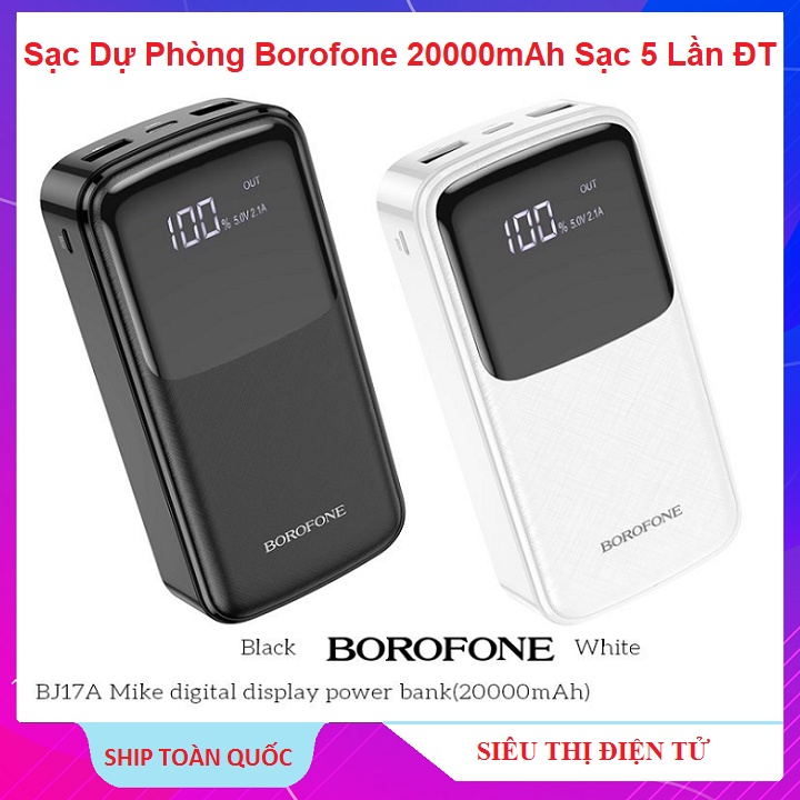 Sạc Dự Phòng 20000Mah, Hỗ Trợ Sạc Nhanh, Shop Cam Kết Pin Chính Hãng Borofone BJ17A - Hàng Xịn - Siêu Bền - Bảo Hành 24T