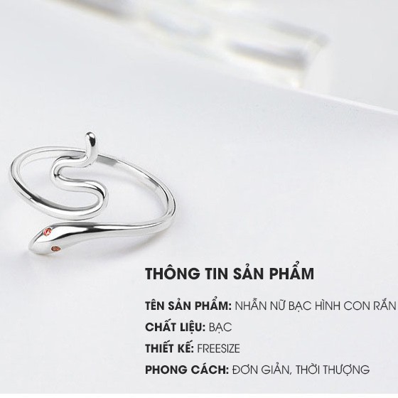 Nhẫn Nữ Bạc Hình Con Rắn