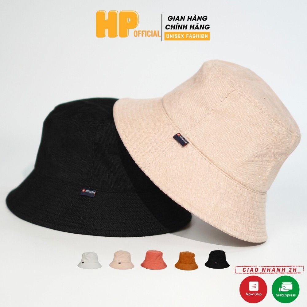Mũ bucket trơn ❤️ Nón tai bèo vành tròn trơn chất nhung tăm cao cấp form unisex nam nữ N14 - Happy Style