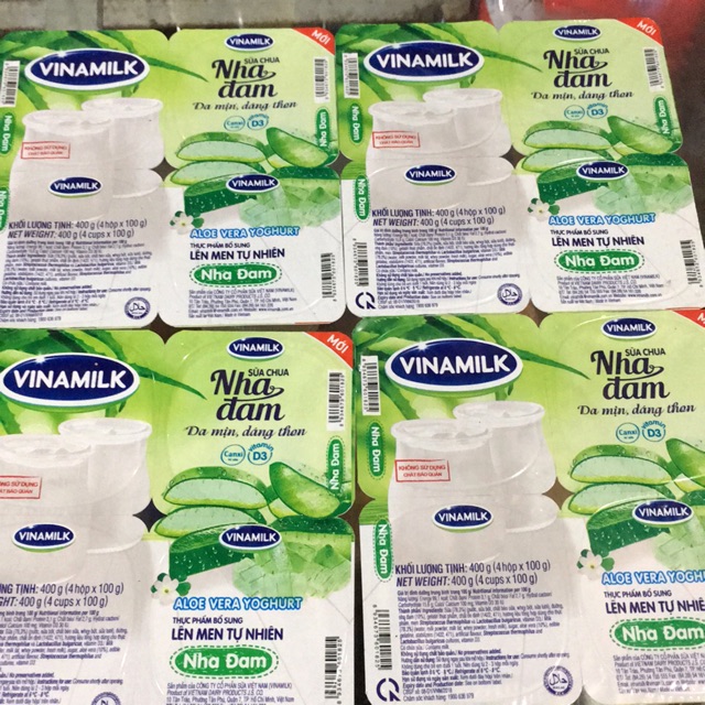 Sữa Chua Nha Đam Sữa Chua Hoa Qủa VINAMILK Vỉ 4 hộp
