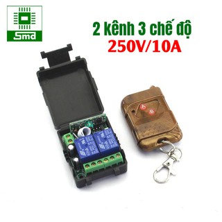 Bộ Điều khiển từ xa RF 2 kênh 200m/2500W/10A/12VDC (Tay phát + mạch thu) RF 315Mhz