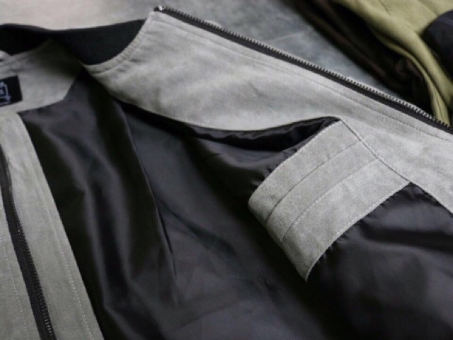 Áo khoác bomber da lộn bershka vnxk