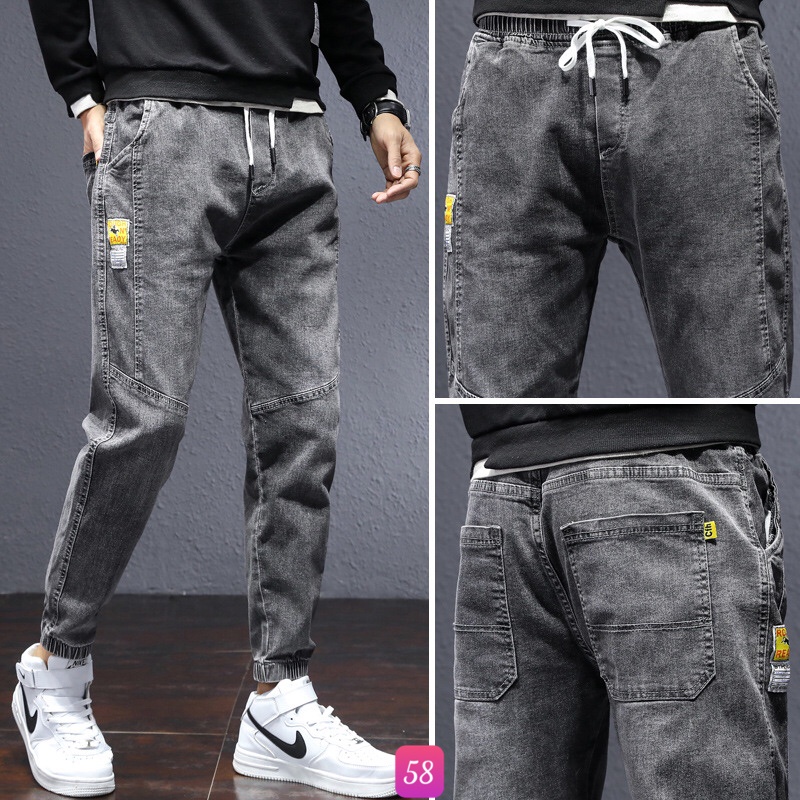 Quần jean nam jogger Rin Chất Bò lưng thun ống bó Co giãn Mẫu Mới Nhất M209