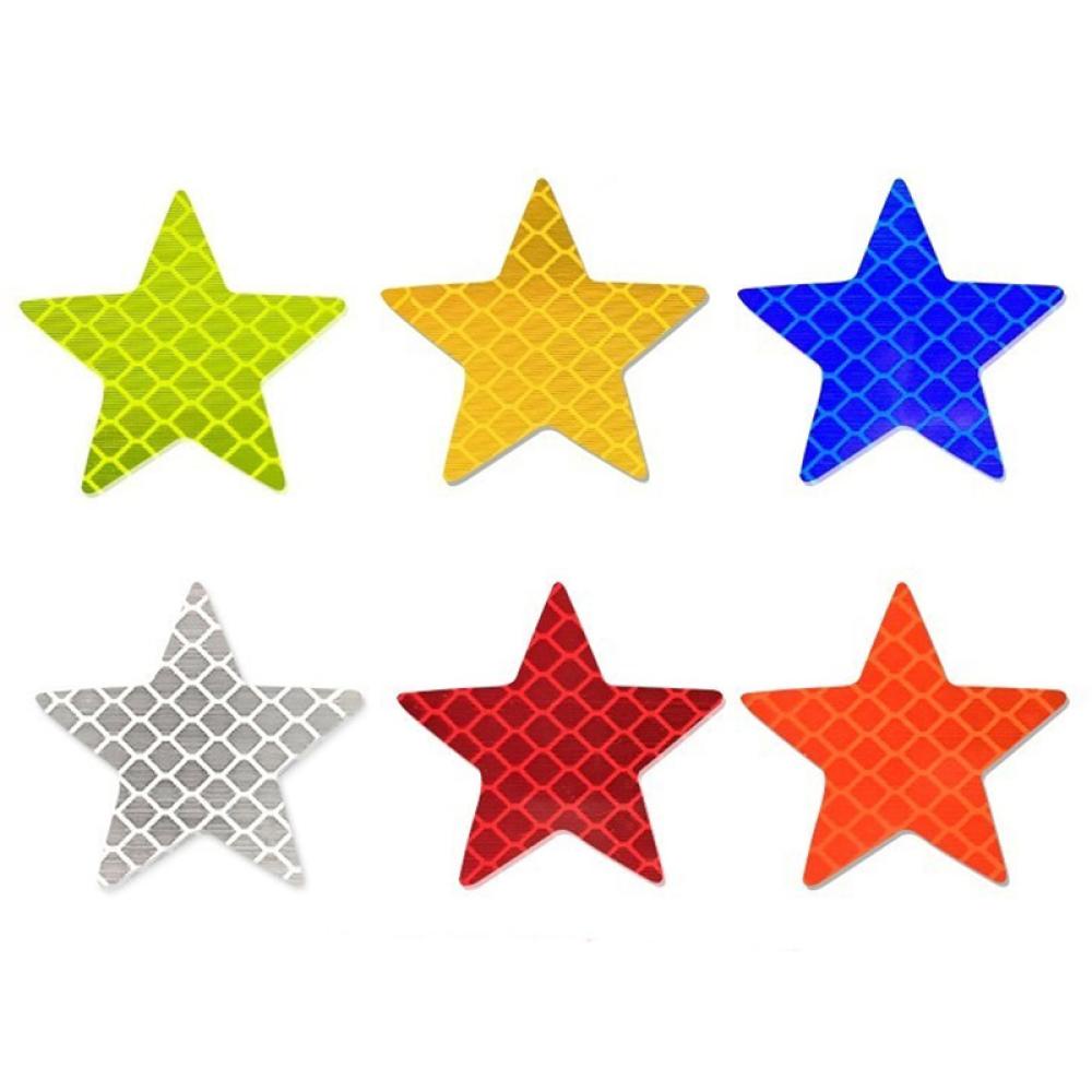 Bộ 6 Miếng Dán Phản Quang Cảnh Báo An Toàn Hình Ngôi Sao Cho Xe Hơi Xe Tải Xe Máy I9Y8
