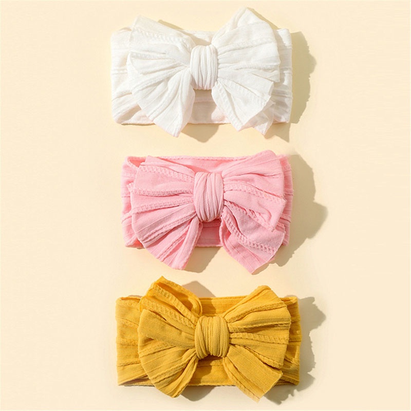 3Pcs/Set Cute Big Bowsknot Baby Headband  Elastic Newborn Girl Hair Band Soft Turban Hair Accessories