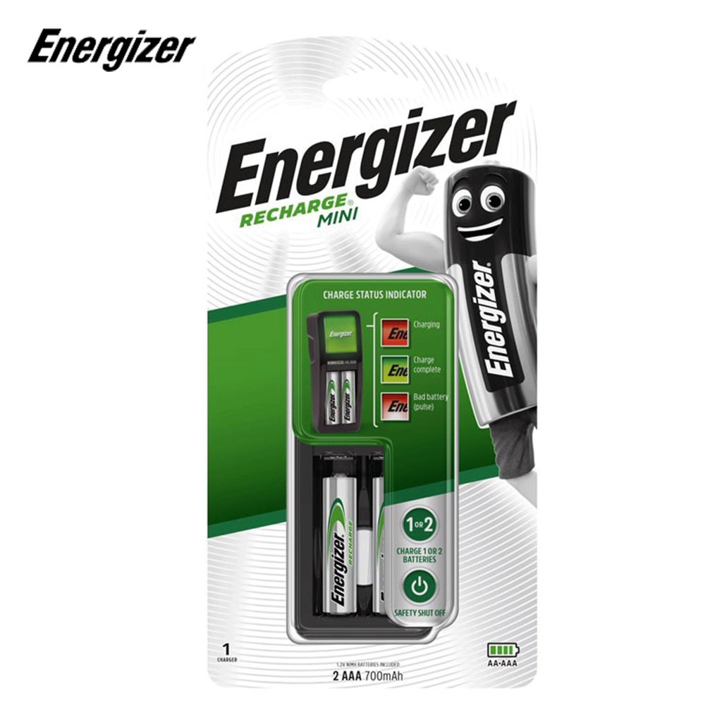 MÁY SẠC PIN ENERGIZER CH2PC3 MINI -Có 2 cổng sạc AA-AAA, kèm 2 viên pin sạc AAA 700mAh - Hàng chính hãng