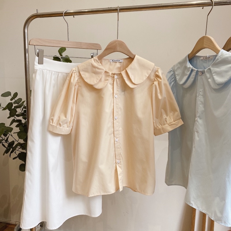 Áo sơ mi cổ 2 lá sen