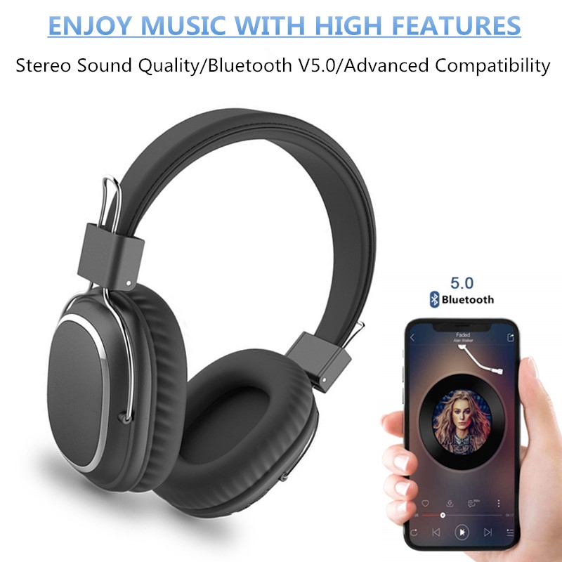 Tai Nghe Không Dây Pulierde Sd14 Bluetooth 5.0 Với Micro Hỗ Trợ Thẻ TF Âm Thanh Nổi Có Thể Gập Lại