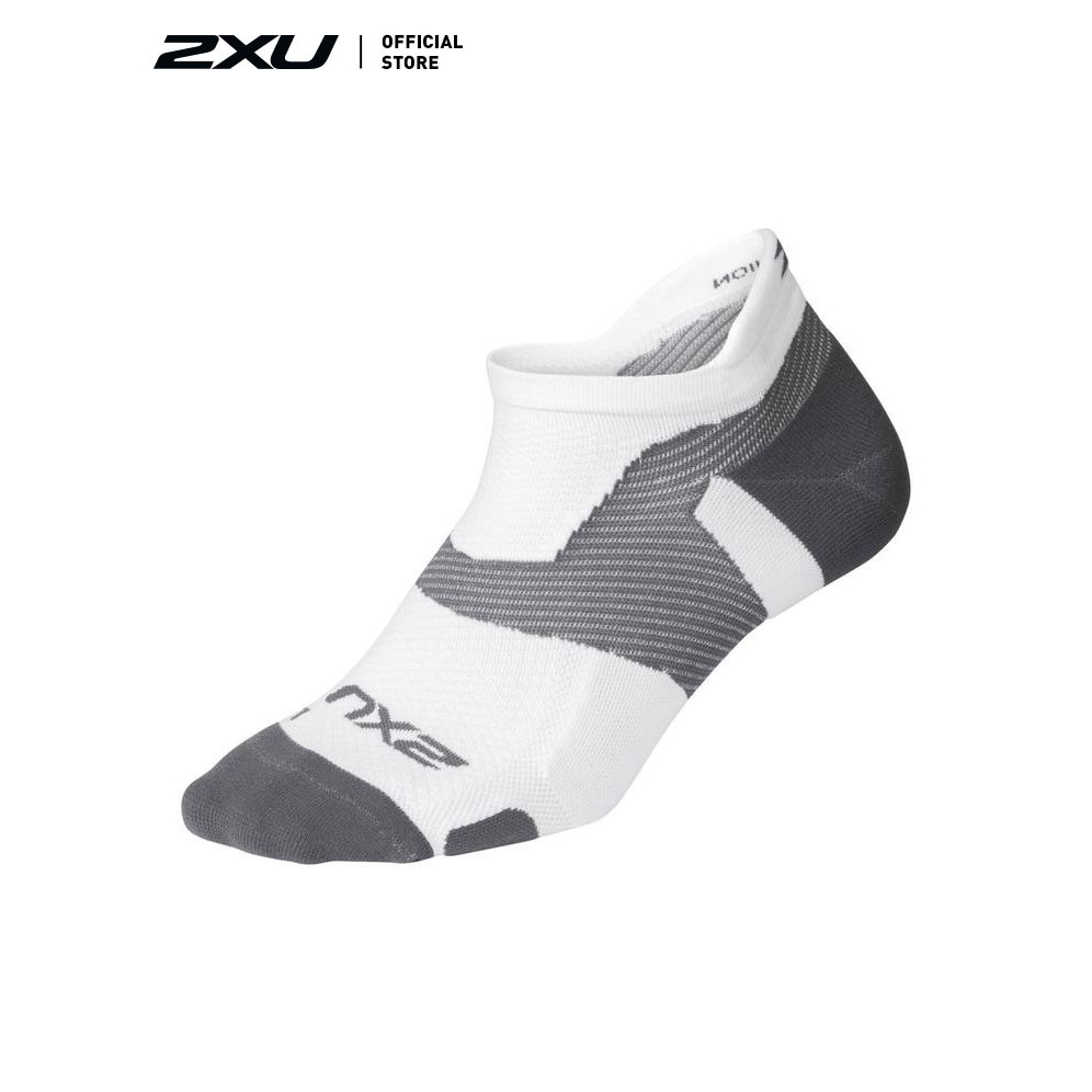 Tất vớ thể thao nam chạy bộ 2XU VECTR LT CUSH NS SOCK trắng xám 2XUUA5042EWH