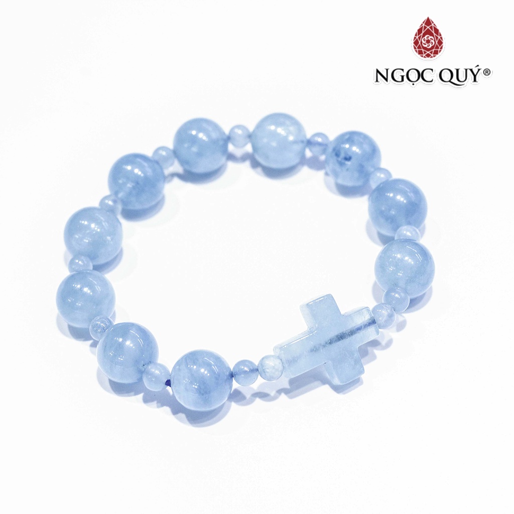 Vòng mân côi AQM phối charm bạc - Ngọc Quý