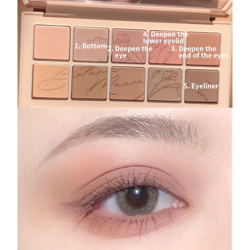 Bảng phấn mắt DIKALU 9/10 màu hiệu ứng lì và ánh nhũ ngọc trai thời thượng