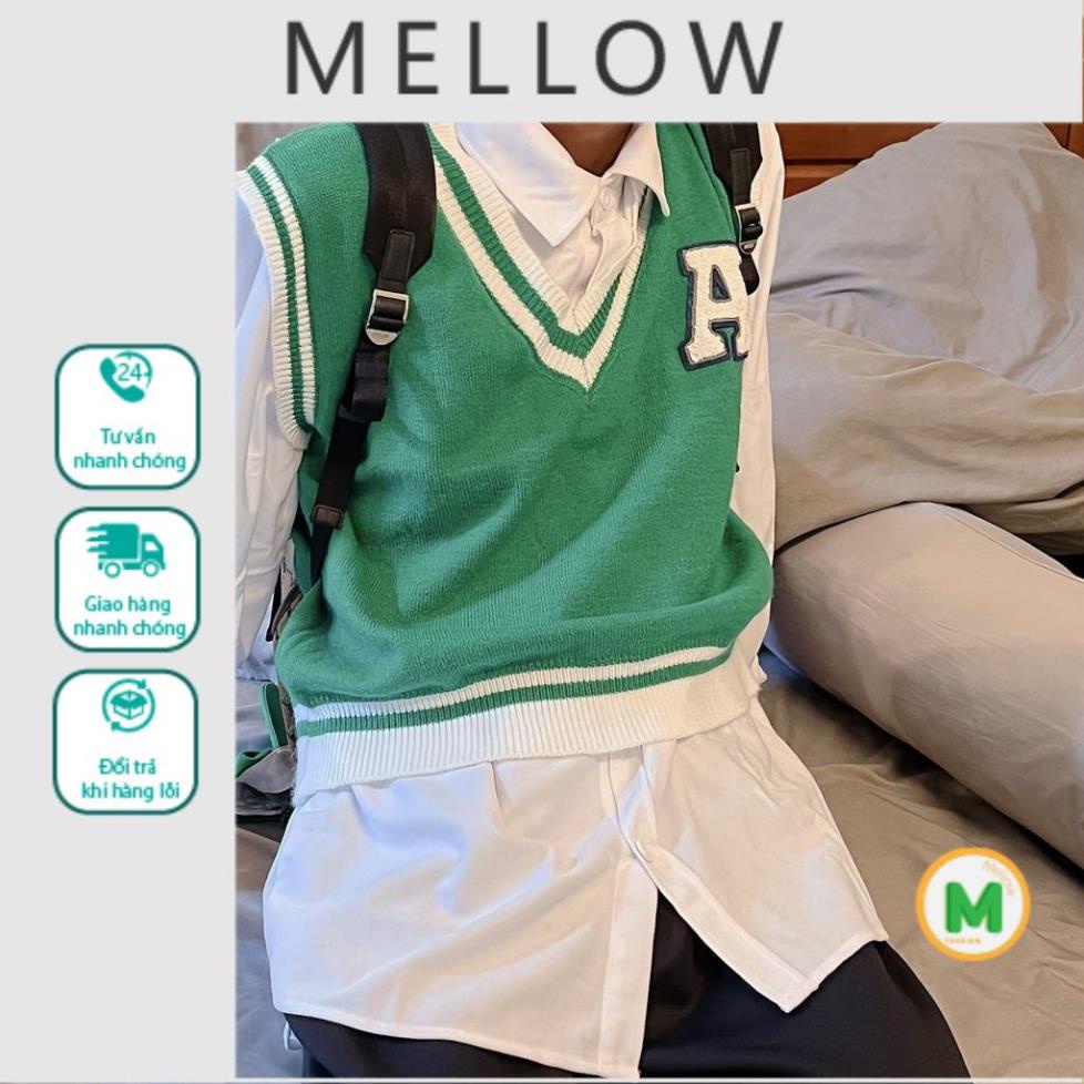 Áo Gile Len Sweater không tay cổ tim Chữ A Basic Nam nữ Hàng Thiết kế - HOT