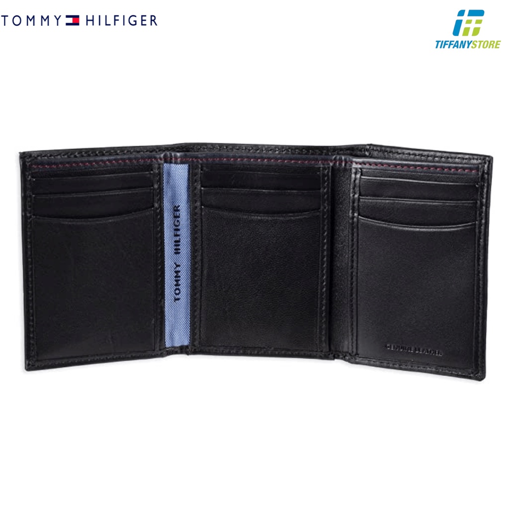 Ví nam Tommy Hilfiger Men's Leather Trifold Wallet - Màu đen 31TL11X018 - Chính hãng