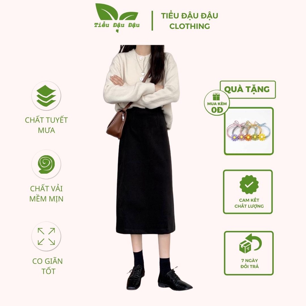 Chân váy dài chữ A cạp cao dài Lưng Xẻ Giữa Dáng Ullzang Thiết Kế Trẻ Trung Siêu Hot Cực Xinh