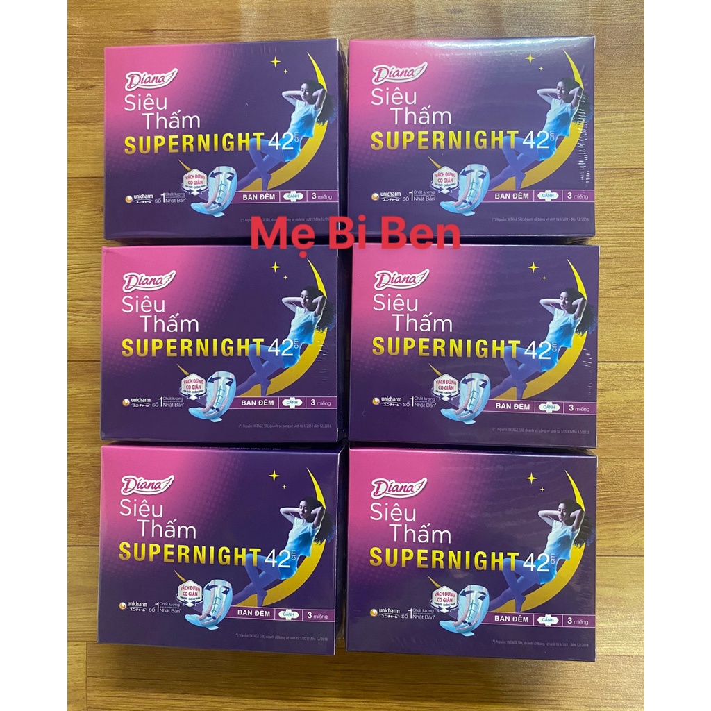Băng vệ sinh Diana siêu thấm Supernight 42cm 3 miếng/hộp