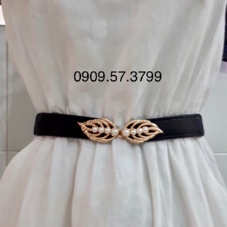 Thắt lưng bản 3cm. Mặt lá đính hạt trai.MS358