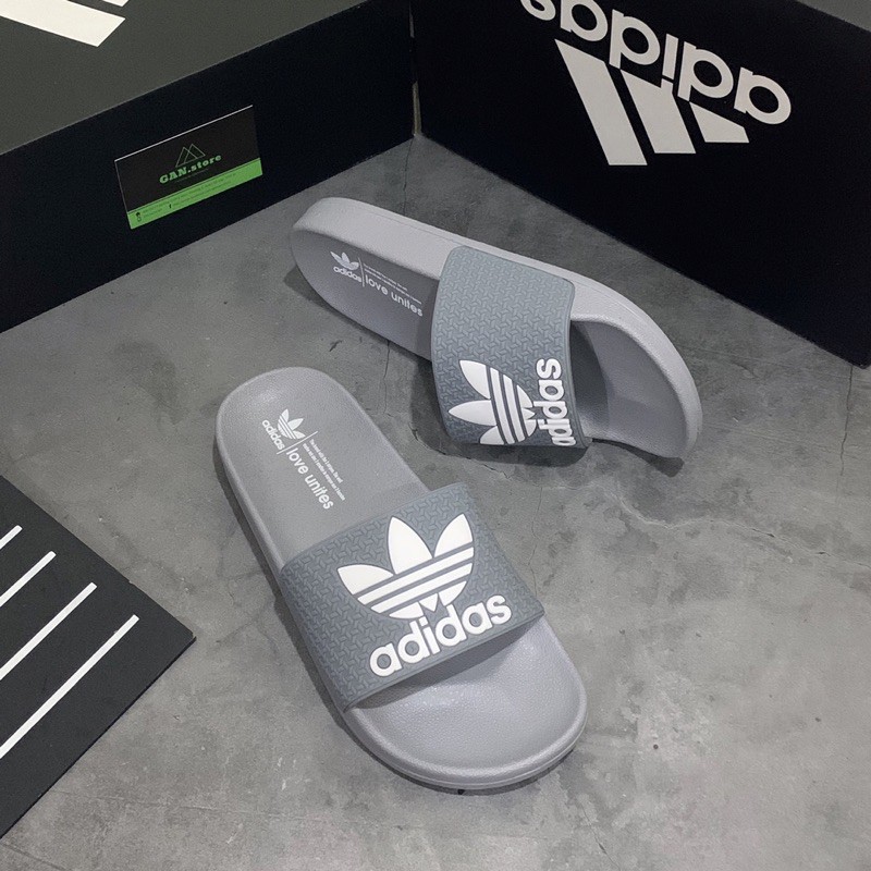 DÉP ADIDAS BÁNH MÌ XÁM - Chống thấm nước - Hộp sang trọng tặng kèm