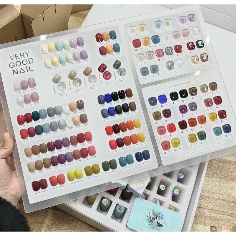 sét sơn gel verygood nail 52 chai bảng mầu mới ( hàng chuẩn ) kèm base top, bảng mầu