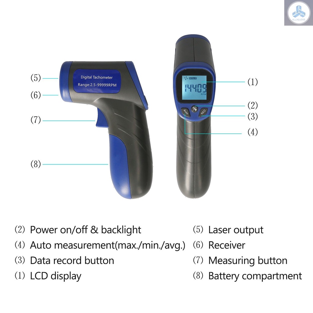Máy Đo Tốc Độ RPM Cầm Tay (2.5-99999RPM Với Màn Hình LCD Hiển Thị Cho Máy Tiện VN26