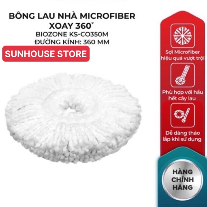 BÔNG LAU NHÀ MICROFIBER XOAY 360 ĐỘ SUNHOUSE KS-CO350M